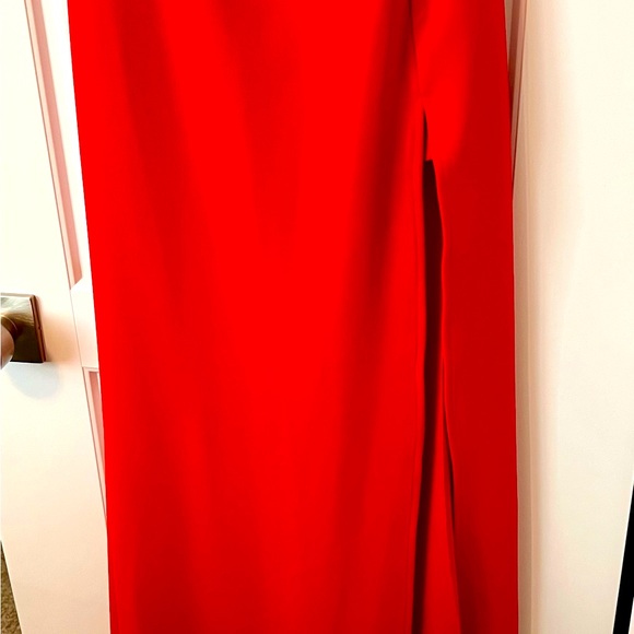Red Prom Dress with Bead Trim - Picture 4 of 13